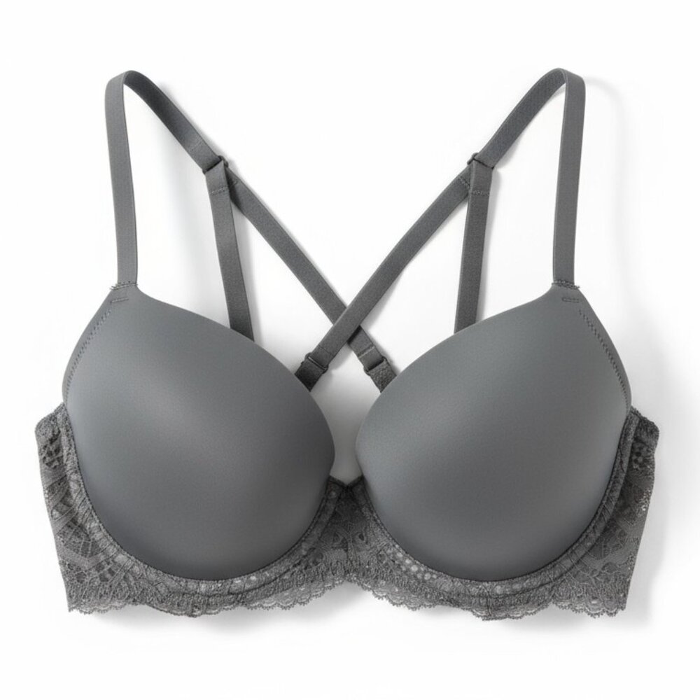 VICTORIA SECRET Gray Padded Dream Angels Demi Bra - Size 34-B